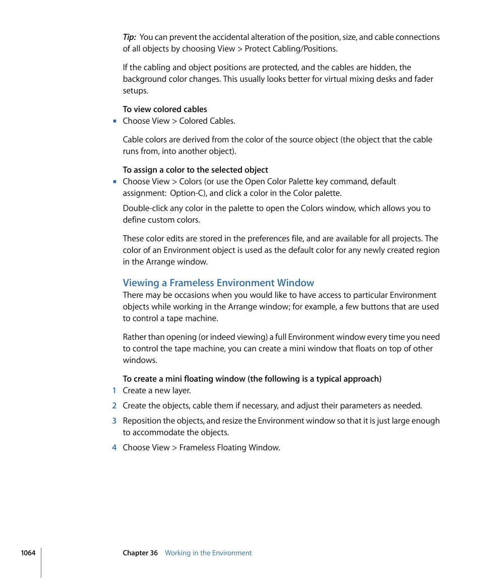 Viewing a frameless environment window | Apple Logic Express 9 User Manual | Page 1064 / 1294