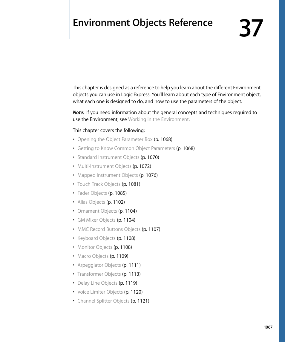 Environment objects reference | Apple Logic Express 9 User Manual | Page 1067 / 1294