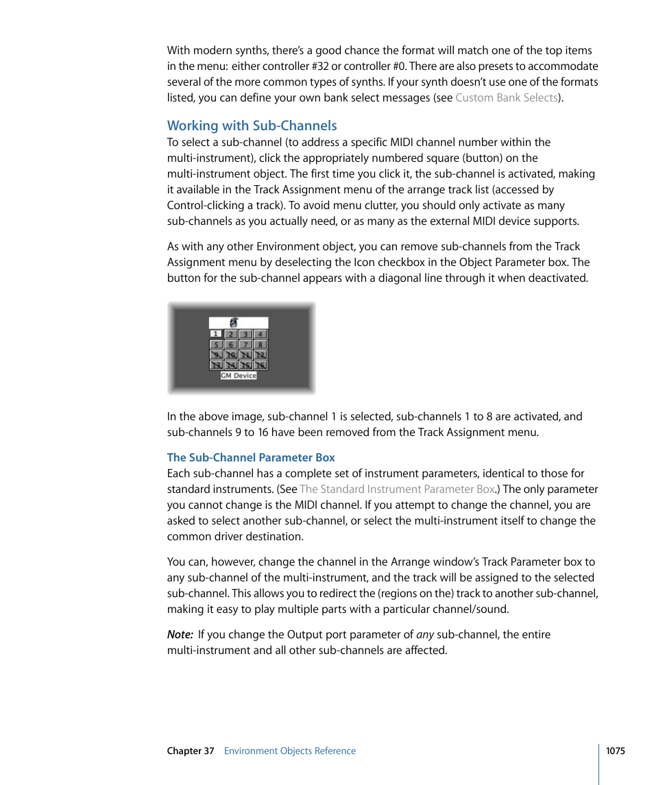 Working with sub-channels, The sub-channel parameter box | Apple Logic Express 9 User Manual | Page 1075 / 1294