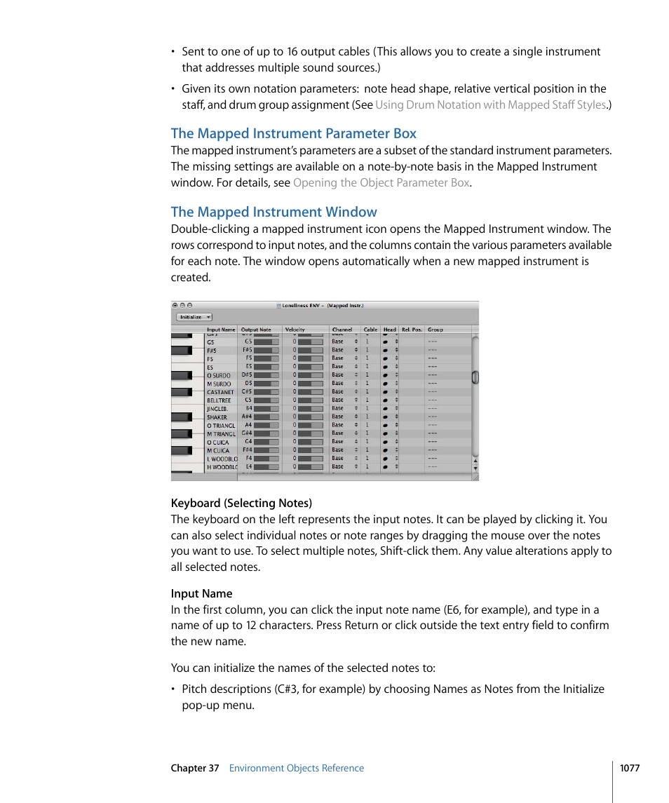 The mapped instrument parameter box, The mapped instrument window | Apple Logic Express 9 User Manual | Page 1077 / 1294