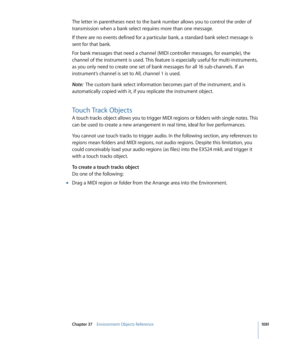 Touch track objects | Apple Logic Express 9 User Manual | Page 1081 / 1294