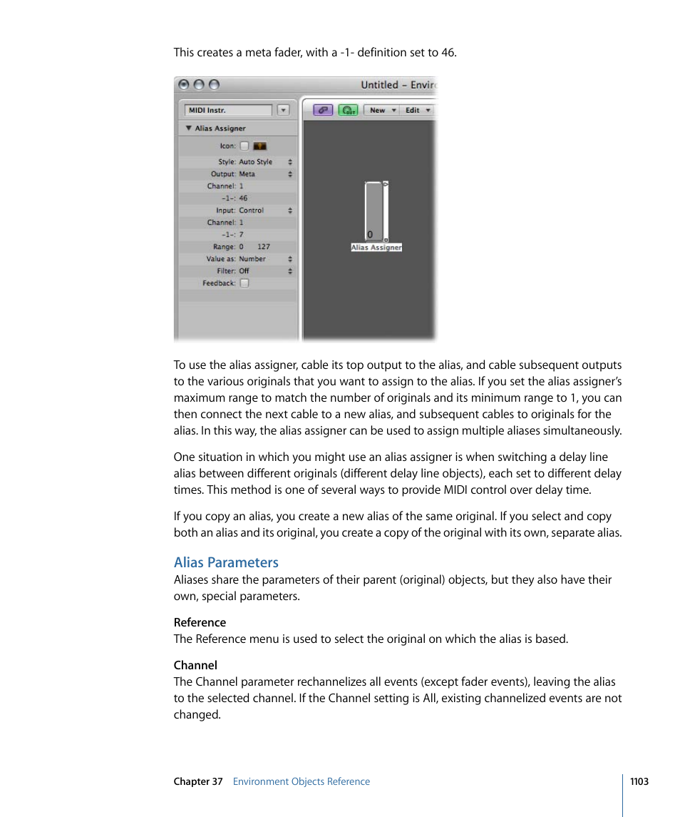 Alias parameters | Apple Logic Express 9 User Manual | Page 1103 / 1294