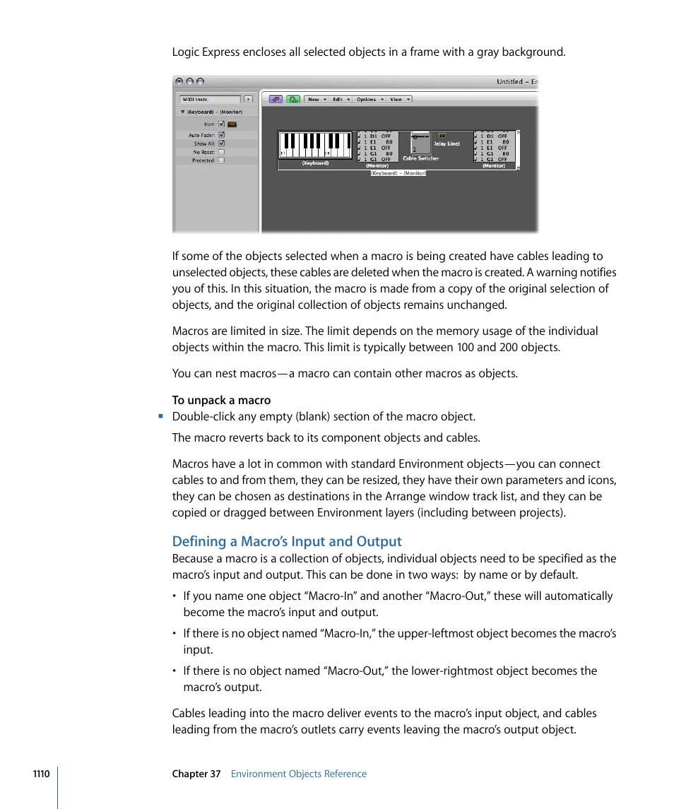 Defining a macro’s input and output | Apple Logic Express 9 User Manual | Page 1110 / 1294