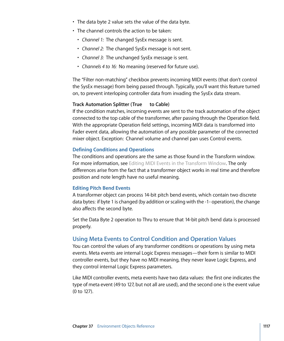 Defining conditions and operations, Editing pitch bend events | Apple Logic Express 9 User Manual | Page 1117 / 1294