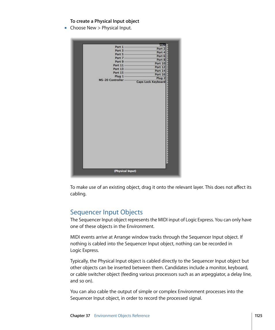 Sequencer input objects | Apple Logic Express 9 User Manual | Page 1125 / 1294