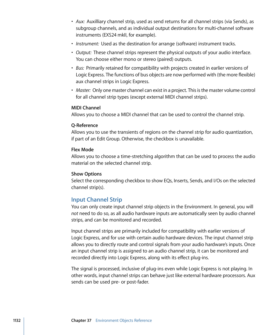 Input channel strip | Apple Logic Express 9 User Manual | Page 1132 / 1294