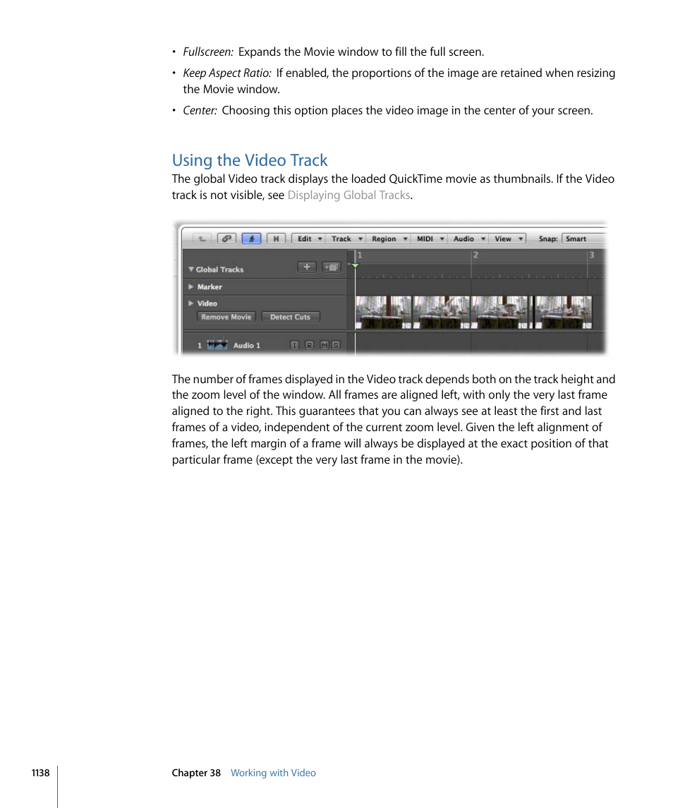 Using the video track | Apple Logic Express 9 User Manual | Page 1138 / 1294