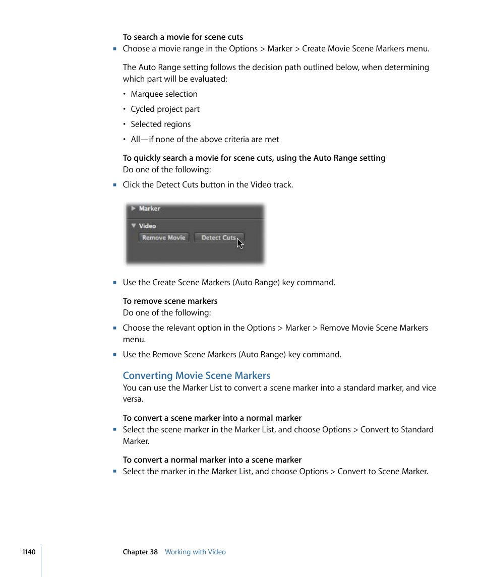 Converting movie scene markers | Apple Logic Express 9 User Manual | Page 1140 / 1294