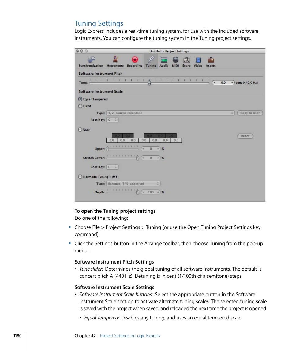 Tuning settings | Apple Logic Express 9 User Manual | Page 1180 / 1294