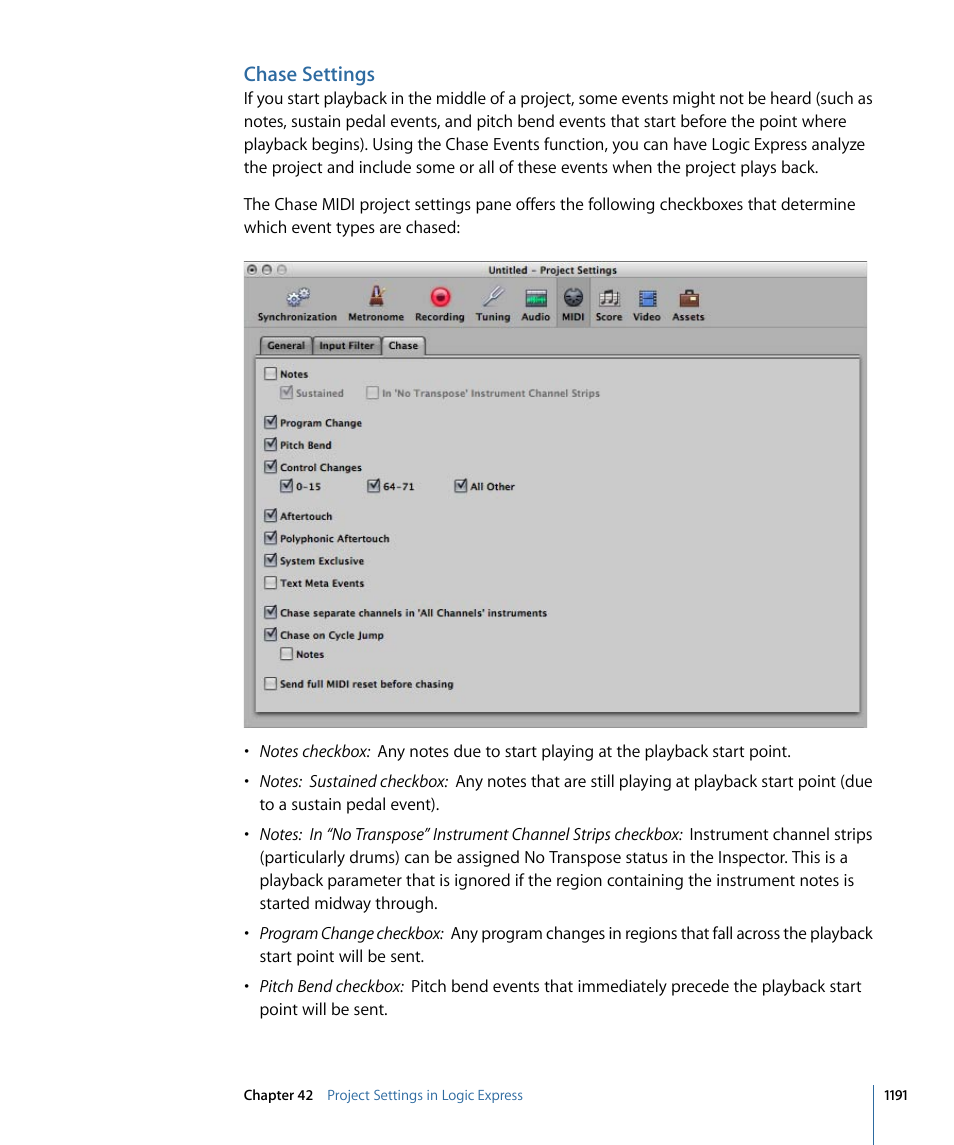 Chase settings | Apple Logic Express 9 User Manual | Page 1191 / 1294
