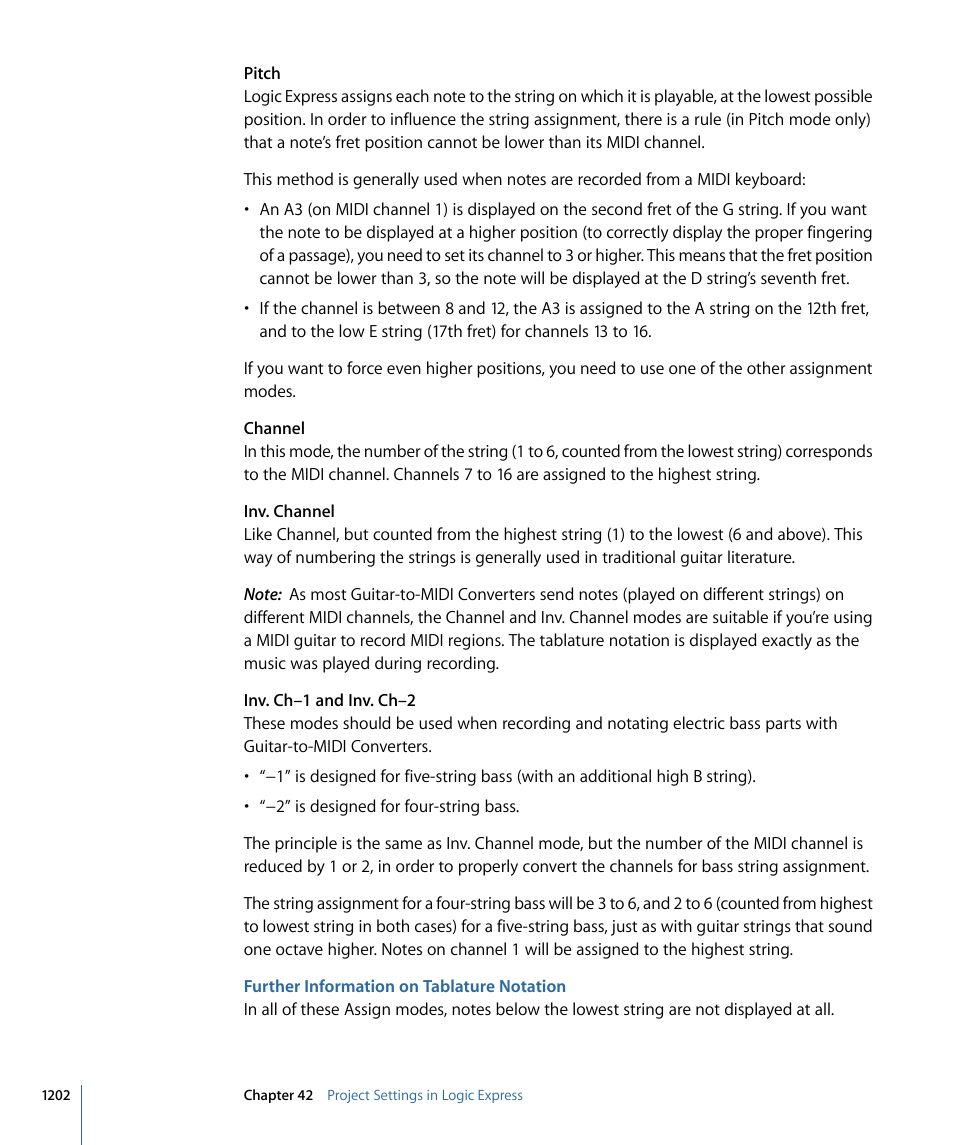Further information on tablature notation | Apple Logic Express 9 User Manual | Page 1202 / 1294