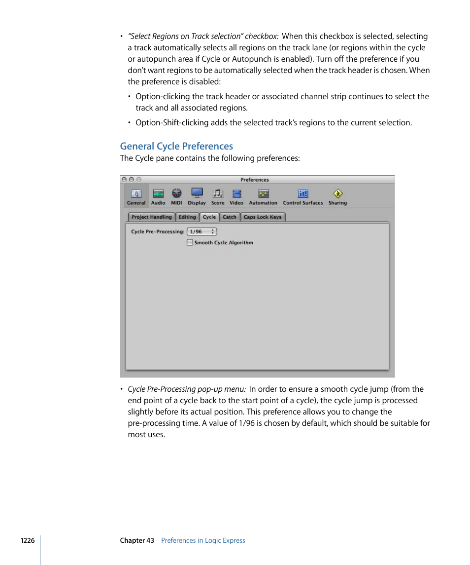 General cycle preferences | Apple Logic Express 9 User Manual | Page 1226 / 1294
