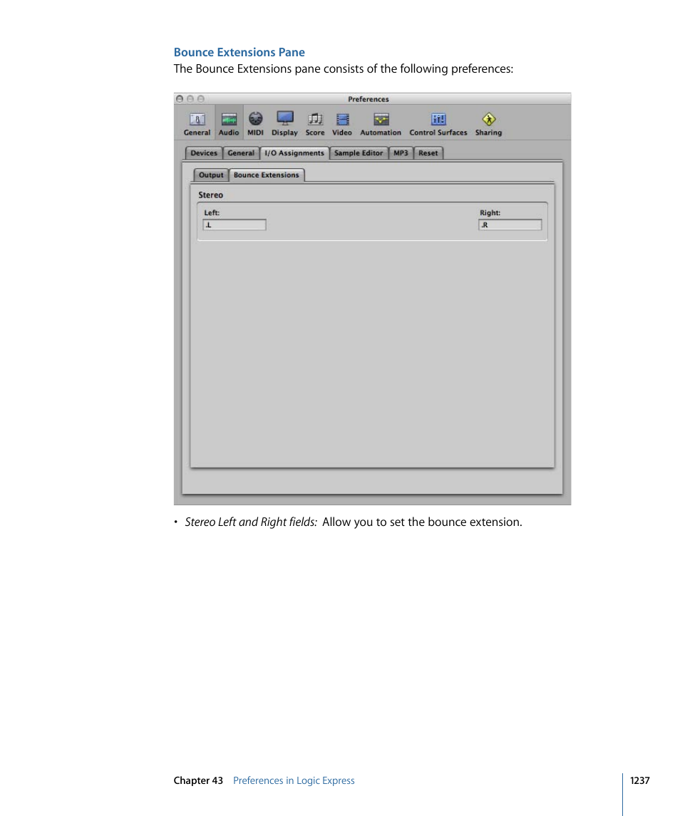 Bounce extensions pane | Apple Logic Express 9 User Manual | Page 1237 / 1294