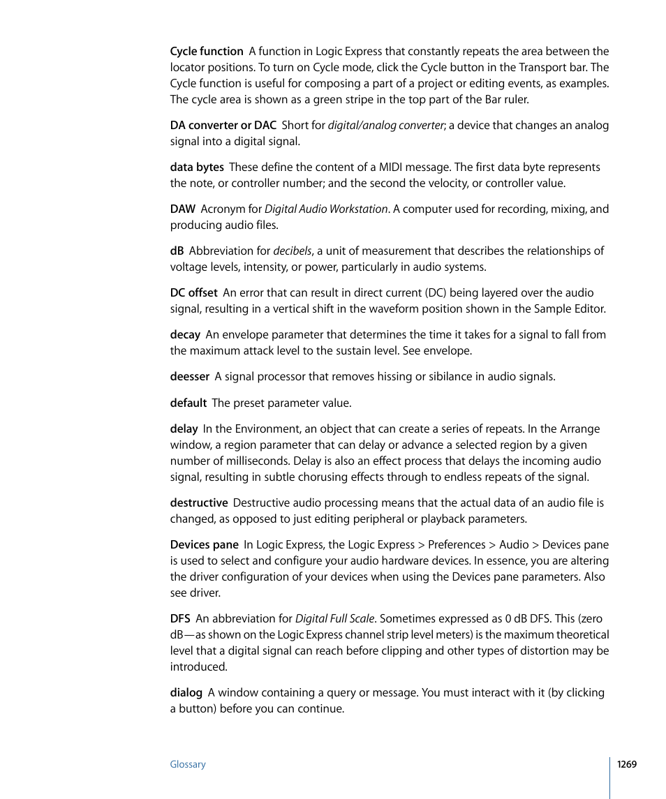 Apple Logic Express 9 User Manual | Page 1269 / 1294
