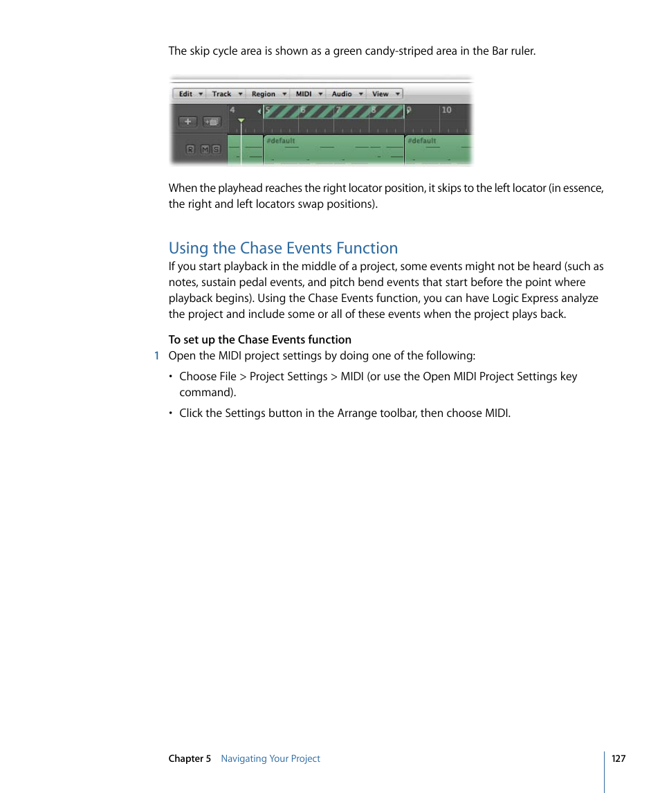 Using the chase events function | Apple Logic Express 9 User Manual | Page 127 / 1294