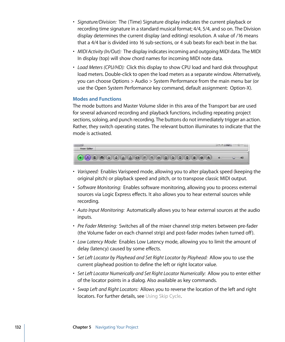 Modes and functions | Apple Logic Express 9 User Manual | Page 132 / 1294