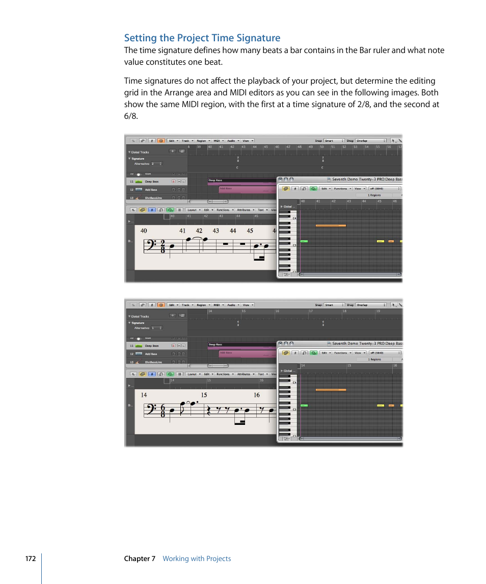 Setting the project time signature | Apple Logic Express 9 User Manual | Page 172 / 1294