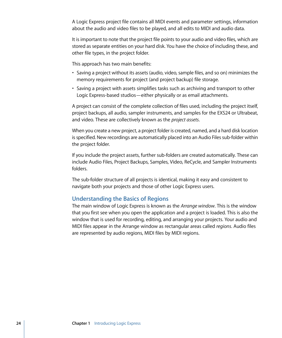 Understanding the basics of regions | Apple Logic Express 9 User Manual | Page 24 / 1294