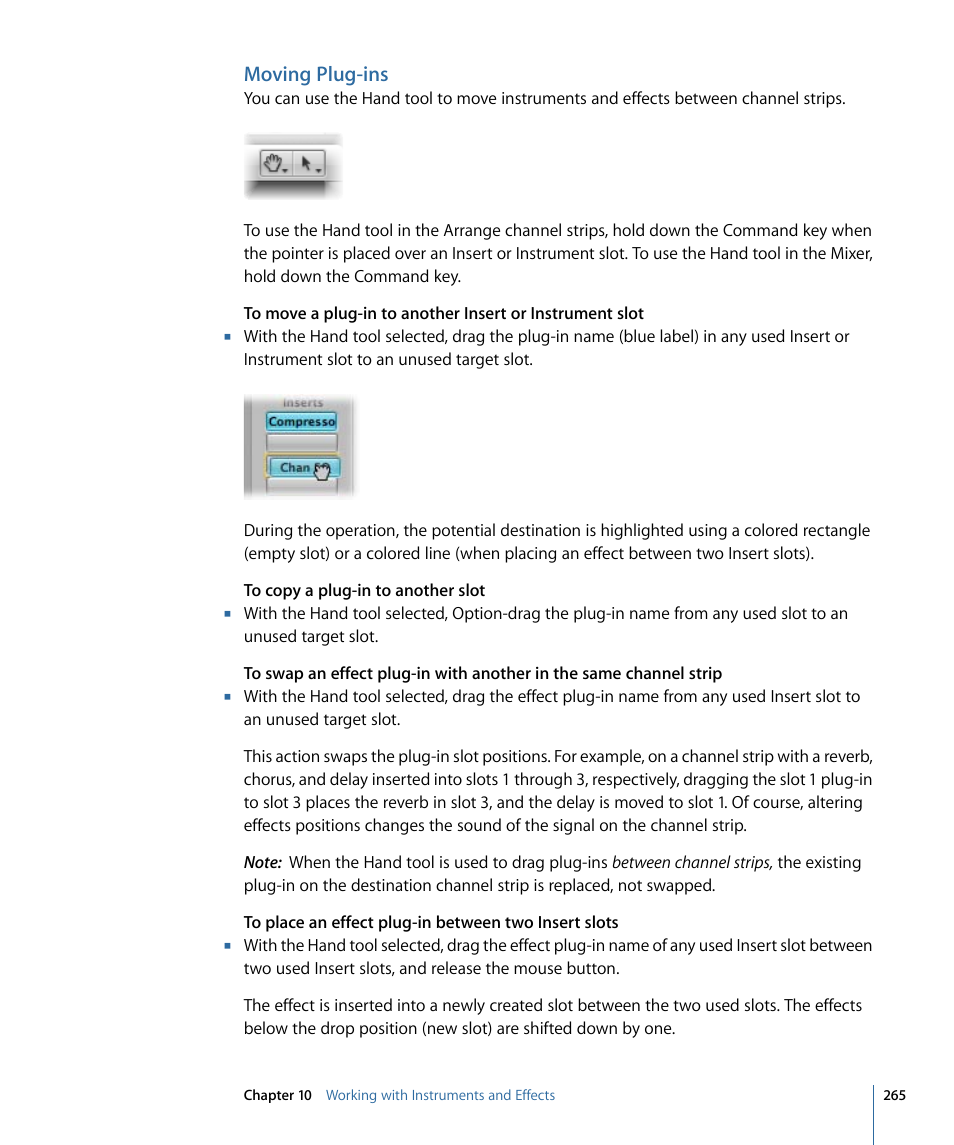 Moving plug-ins | Apple Logic Express 9 User Manual | Page 265 / 1294