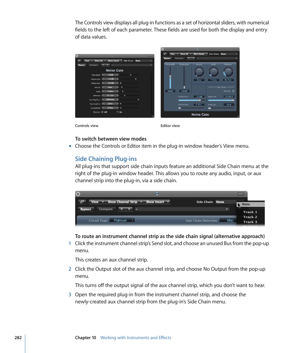 Side chaining plug-ins | Apple Logic Express 9 User Manual | Page 282 / 1294