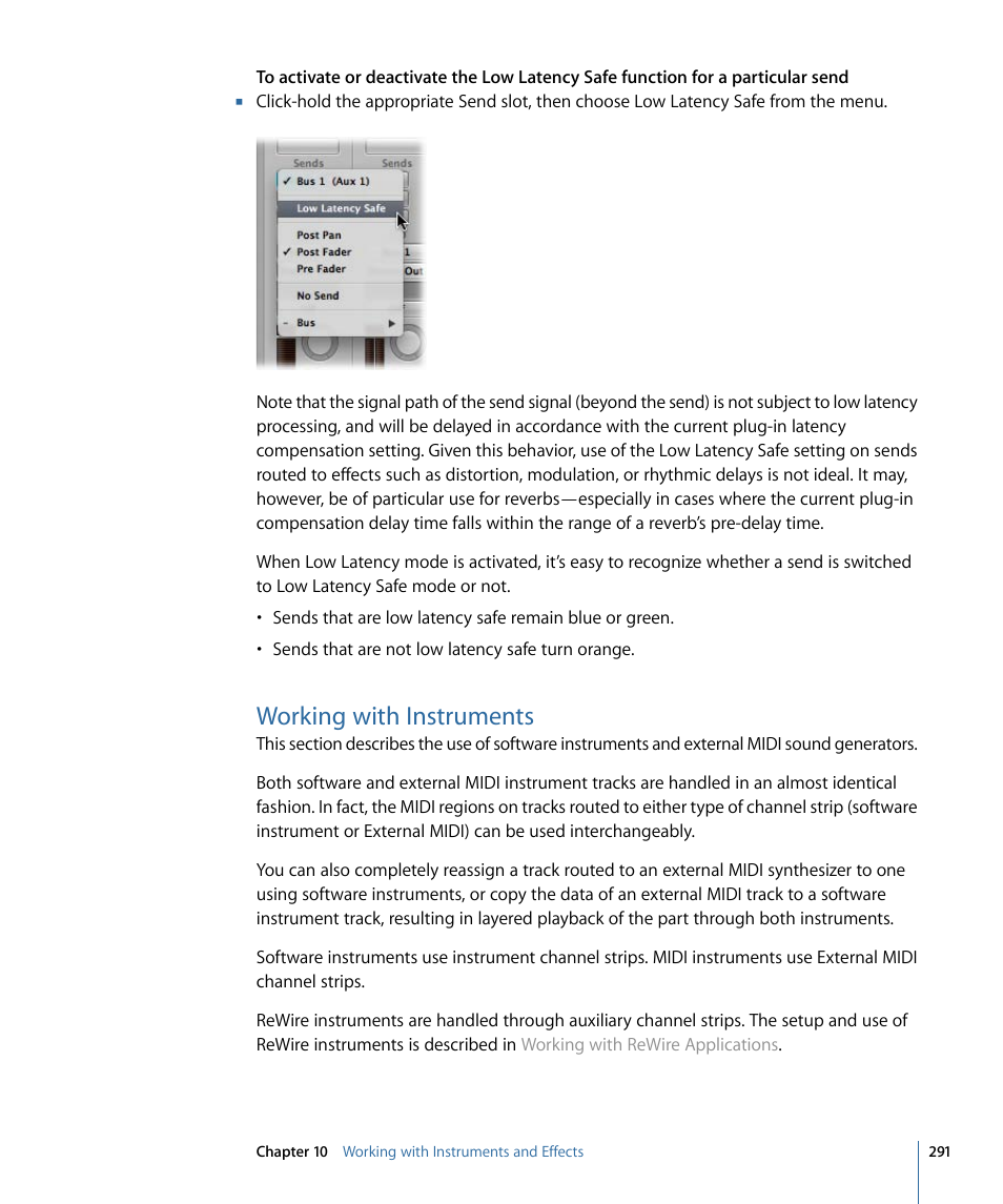 Working with instruments | Apple Logic Express 9 User Manual | Page 291 / 1294