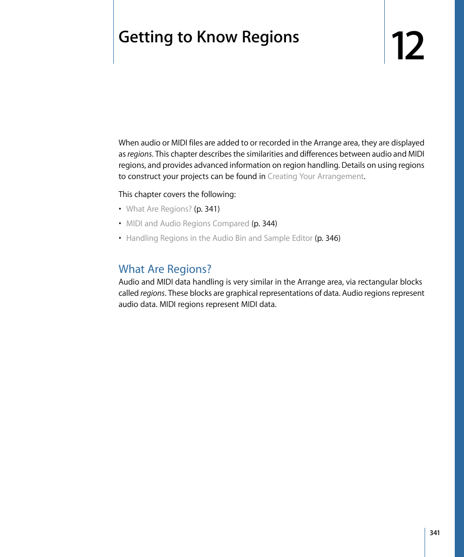 Getting to know regions, What are regions | Apple Logic Express 9 User Manual | Page 341 / 1294