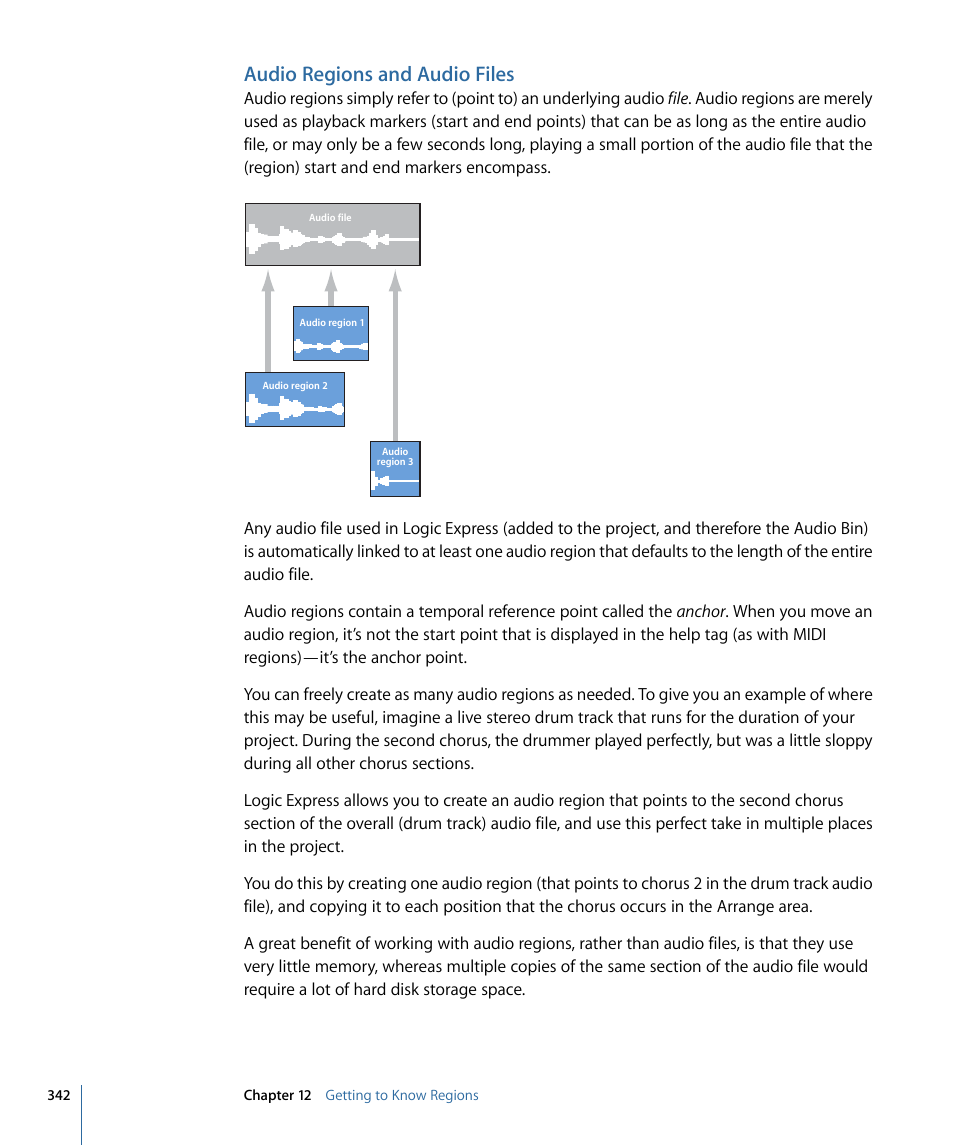 Audio regions and audio files | Apple Logic Express 9 User Manual | Page 342 / 1294