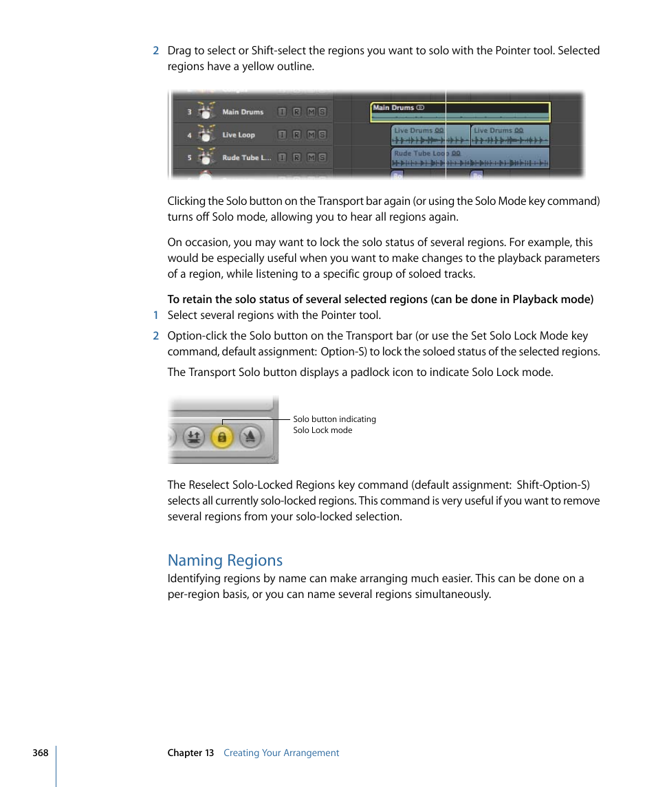 Naming regions | Apple Logic Express 9 User Manual | Page 368 / 1294