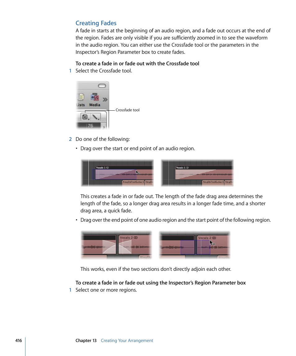 Creating fades | Apple Logic Express 9 User Manual | Page 416 / 1294