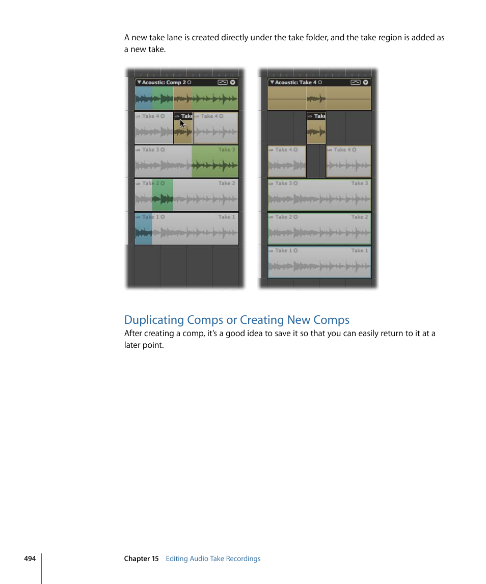 Duplicating comps or creating new comps, Duplicating comps or, Creating new comps | Apple Logic Express 9 User Manual | Page 494 / 1294