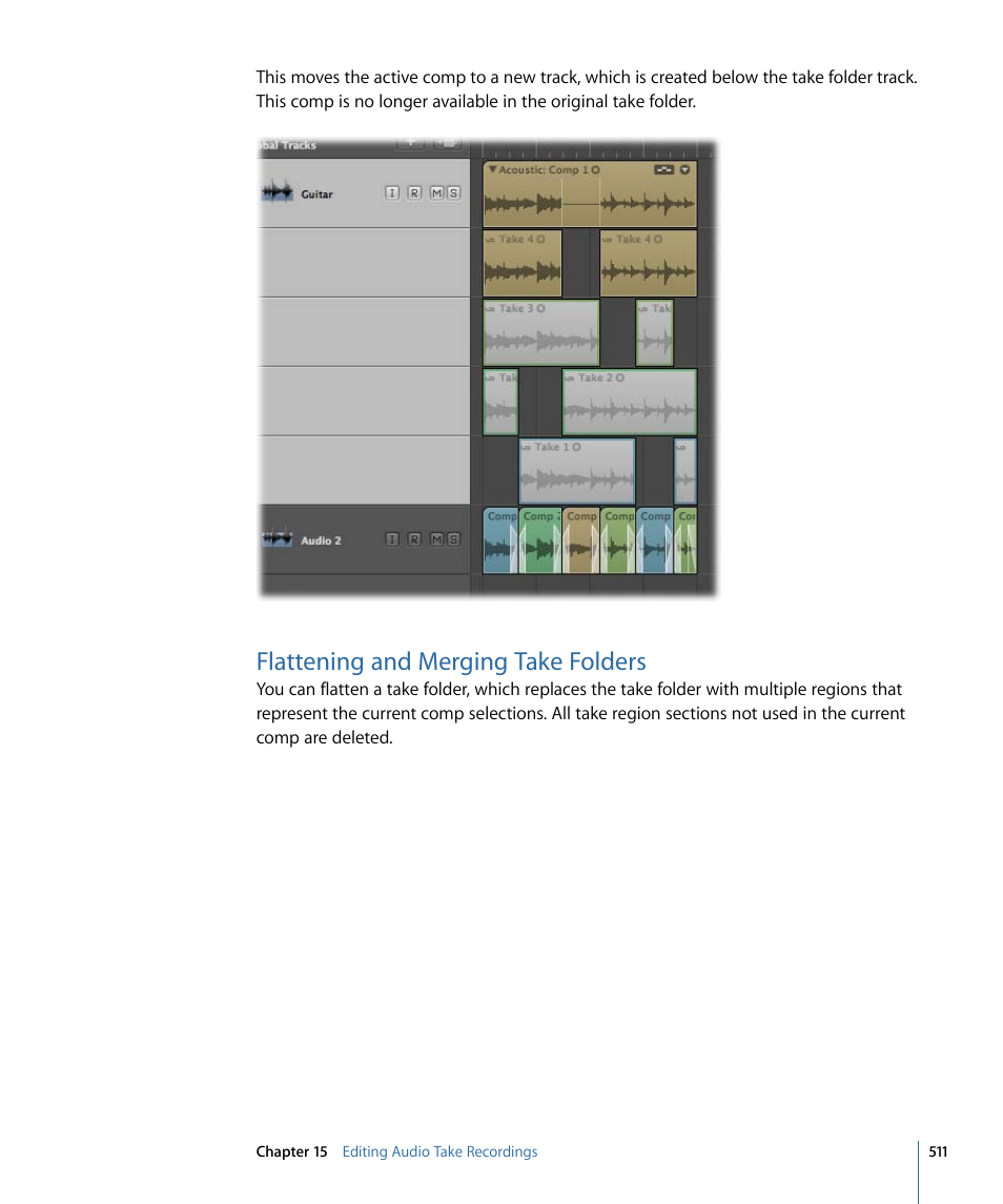 Flattening and merging take folders | Apple Logic Express 9 User Manual | Page 511 / 1294
