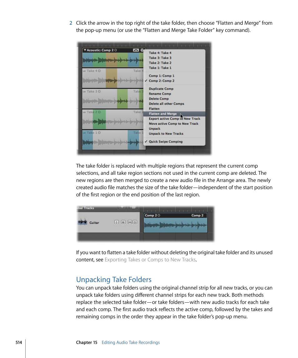 Unpacking take folders | Apple Logic Express 9 User Manual | Page 514 / 1294