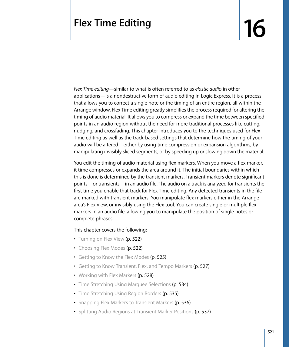 Flex time editing | Apple Logic Express 9 User Manual | Page 521 / 1294