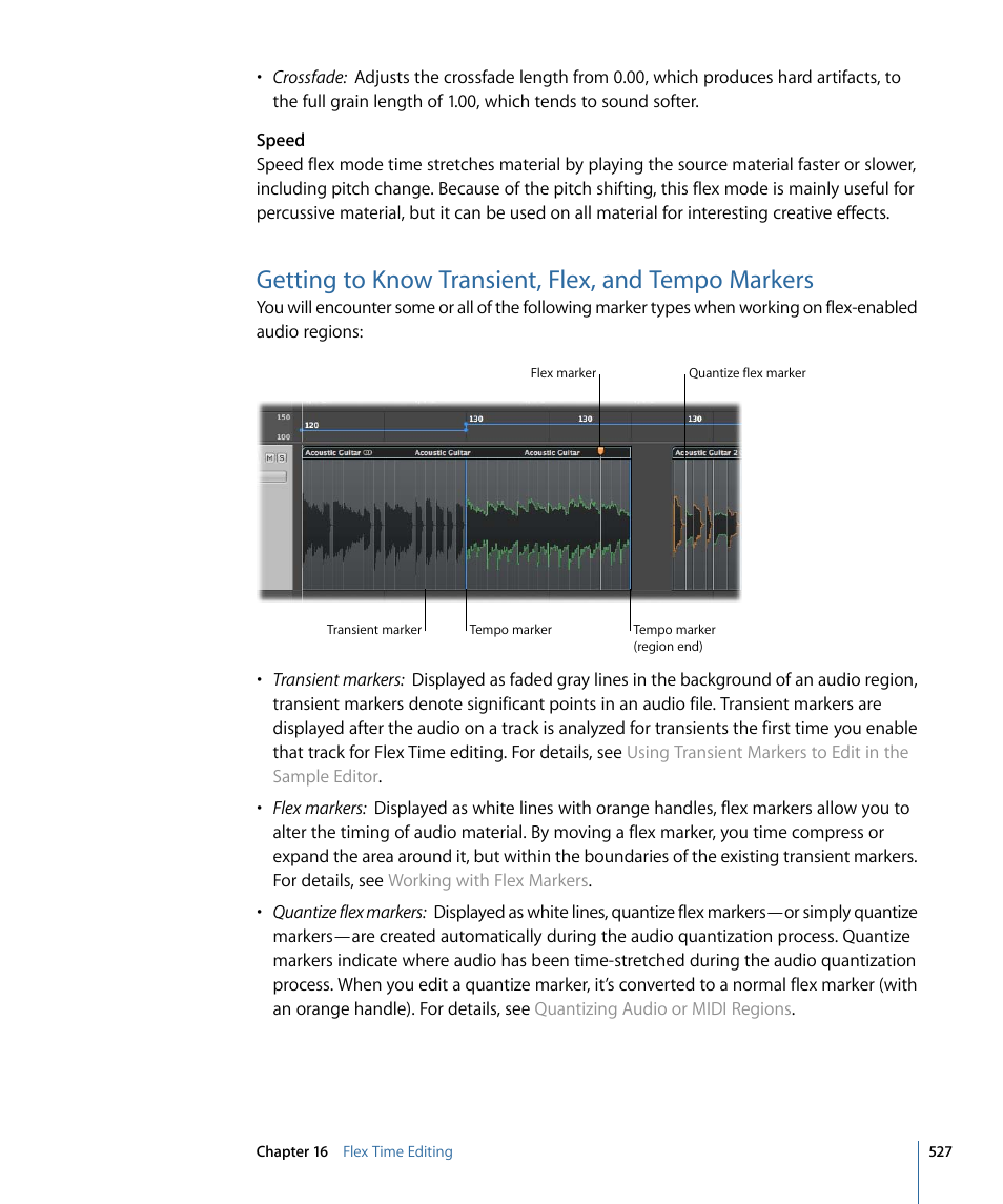 Getting to know transient, flex, and tempo markers | Apple Logic Express 9 User Manual | Page 527 / 1294