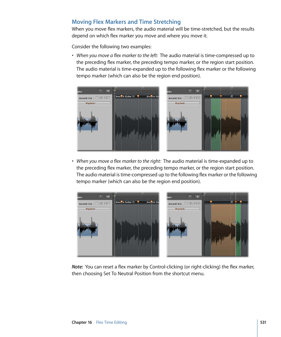 Moving flex markers and time stretching | Apple Logic Express 9 User Manual | Page 531 / 1294