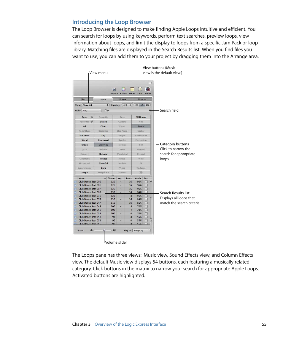 Introducing the loop browser | Apple Logic Express 9 User Manual | Page 55 / 1294