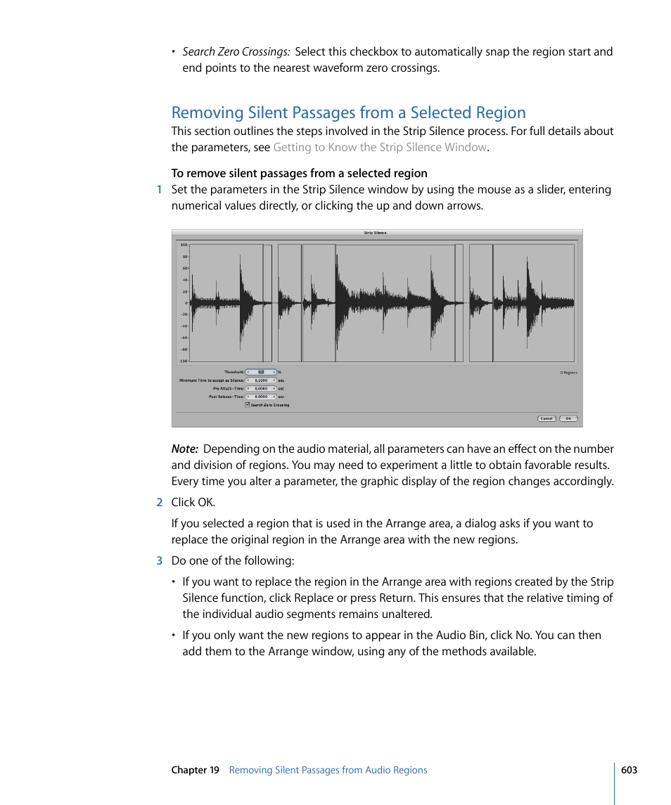 Removing silent passages from a selected region | Apple Logic Express 9 User Manual | Page 603 / 1294
