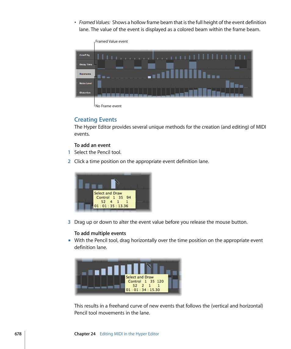 Creating events | Apple Logic Express 9 User Manual | Page 678 / 1294