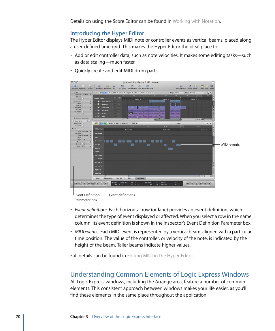 Introducing the hyper editor | Apple Logic Express 9 User Manual | Page 70 / 1294