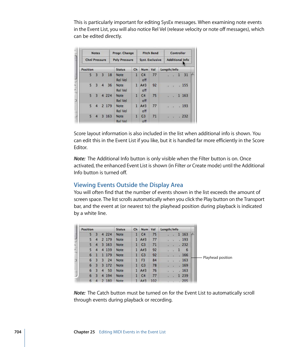 Viewing events outside the display area | Apple Logic Express 9 User Manual | Page 704 / 1294