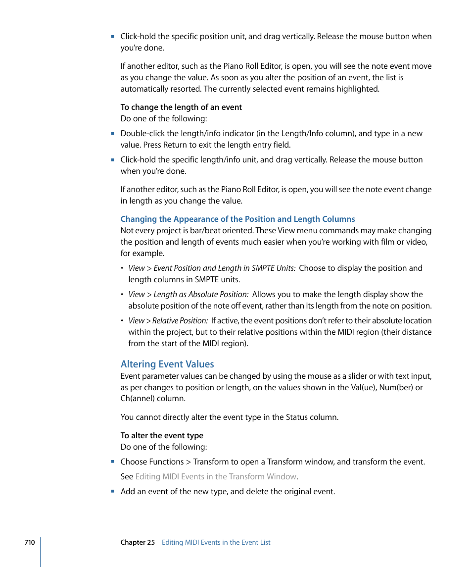 Altering event values | Apple Logic Express 9 User Manual | Page 710 / 1294