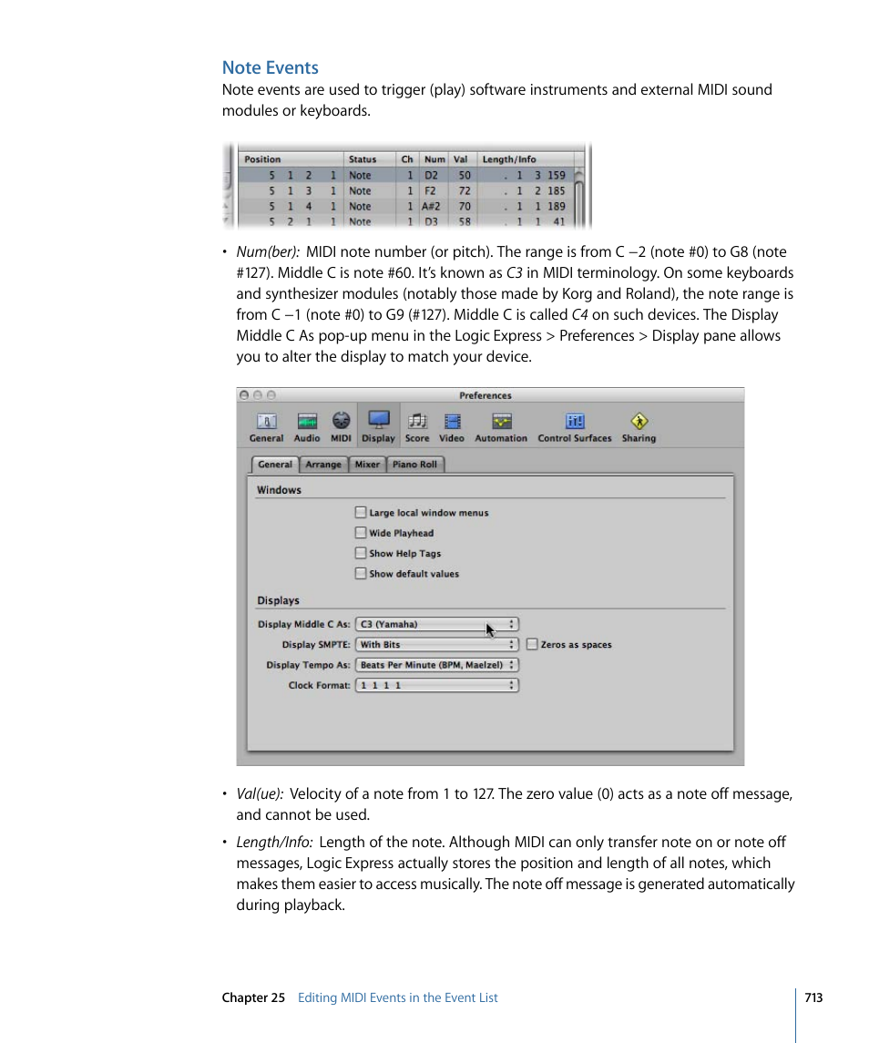 Note events | Apple Logic Express 9 User Manual | Page 713 / 1294