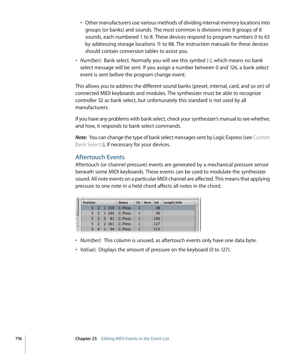 Aftertouch events | Apple Logic Express 9 User Manual | Page 716 / 1294