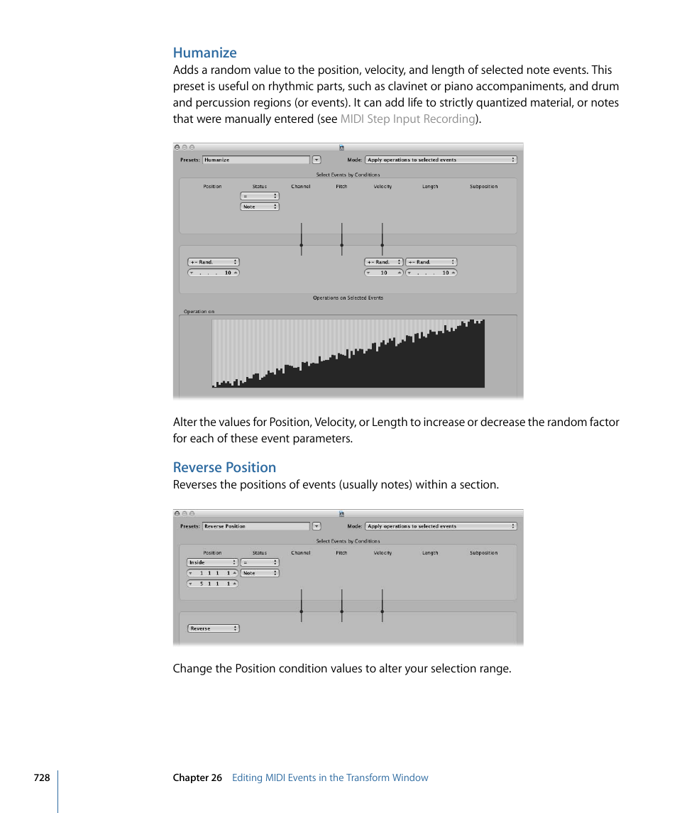 Humanize, Reverse position | Apple Logic Express 9 User Manual | Page 728 / 1294