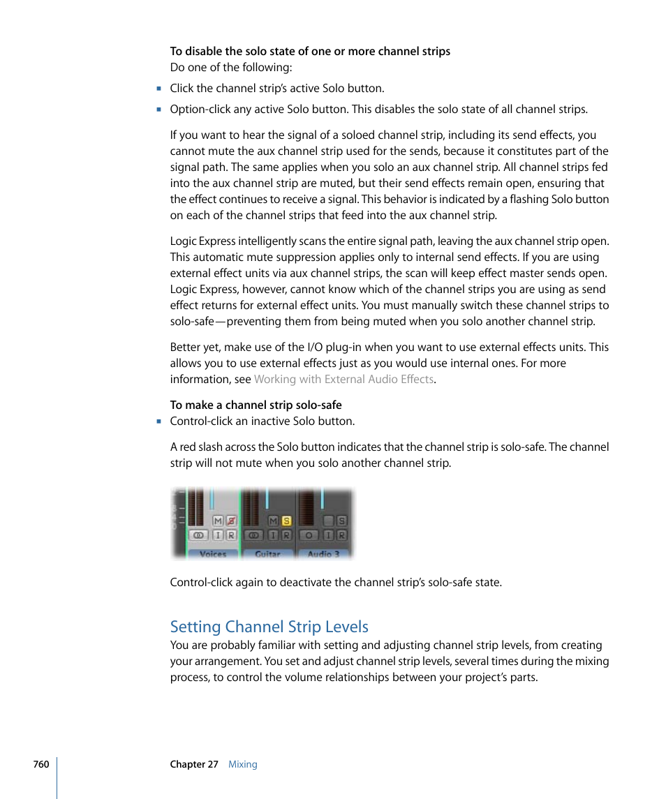 Setting channel strip levels | Apple Logic Express 9 User Manual | Page 760 / 1294