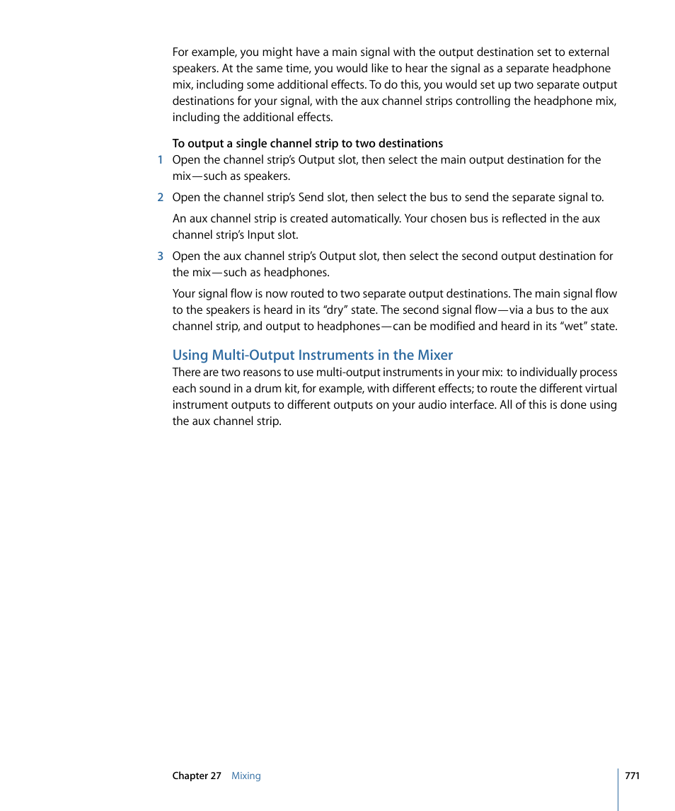 Using multi-output instruments in the mixer | Apple Logic Express 9 User Manual | Page 771 / 1294