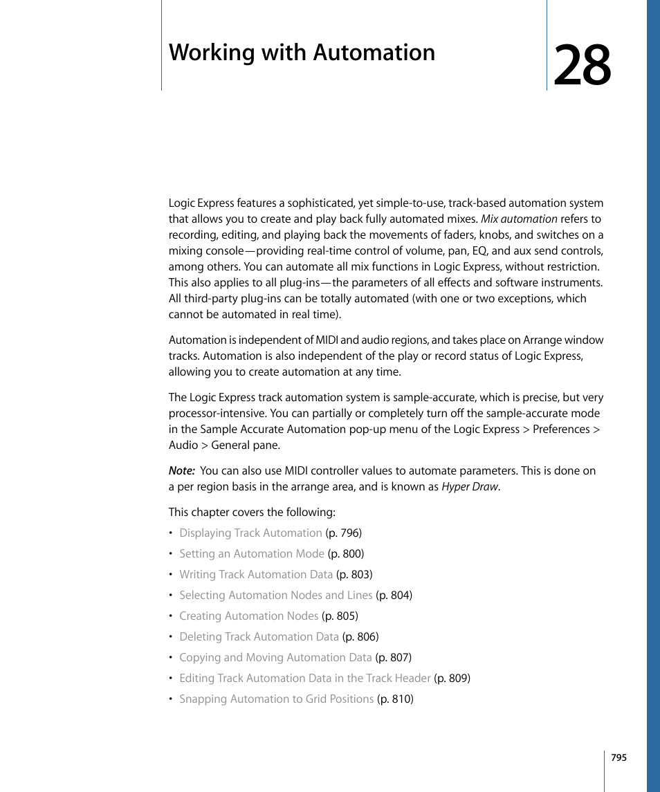 Working with automation, Working, With automation | Working with, Automation | Apple Logic Express 9 User Manual | Page 795 / 1294