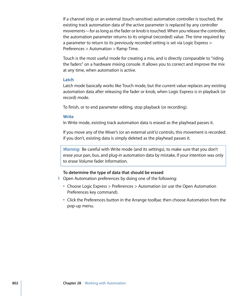 Latch, Write | Apple Logic Express 9 User Manual | Page 802 / 1294