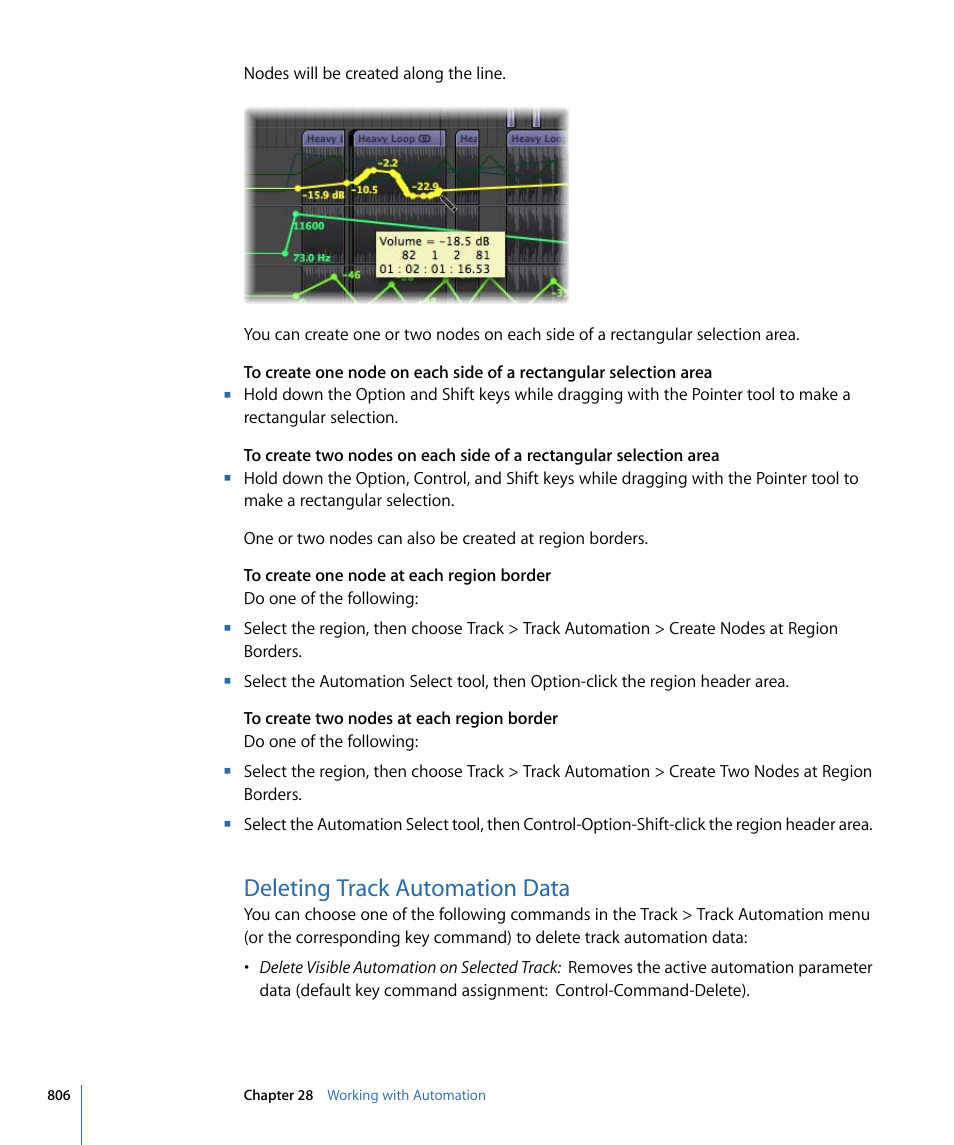 Deleting track automation data | Apple Logic Express 9 User Manual | Page 806 / 1294