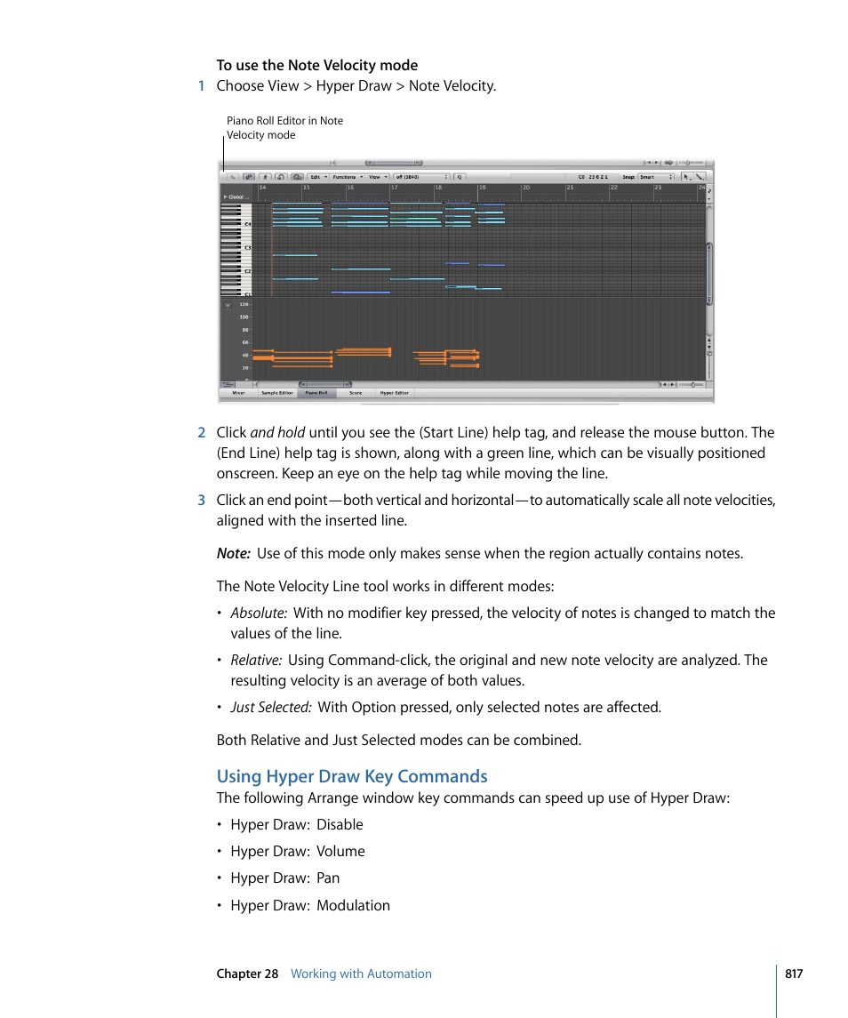 Using hyper draw key commands | Apple Logic Express 9 User Manual | Page 817 / 1294